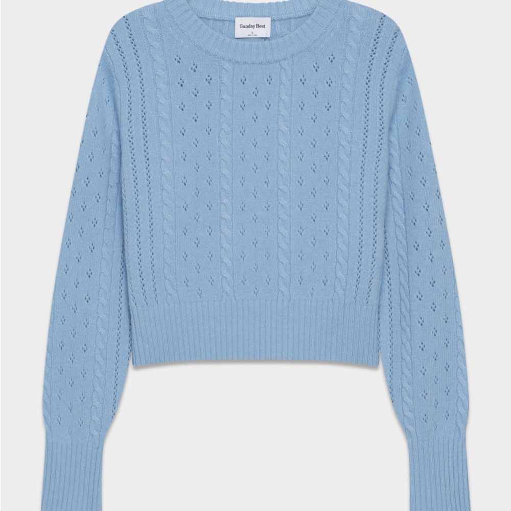 Aritzia Sunday Best Blue Cable Knit Sweater